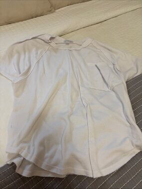 Mud Pie white Short Sleeve Pocket Top